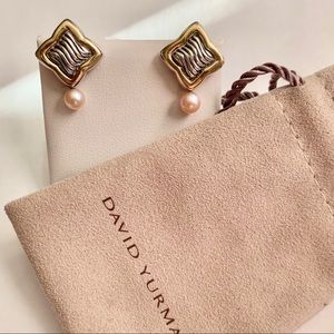David Yurman Quatrefoil pearl earrings